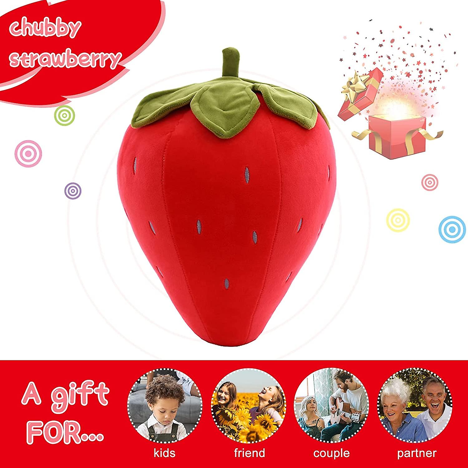 Cute Fruit Kids Pillow Stuffed Strawberry Plush Pillows Super Soft Girls Pillows Cushion Seat For Kids Toys (red，19.6