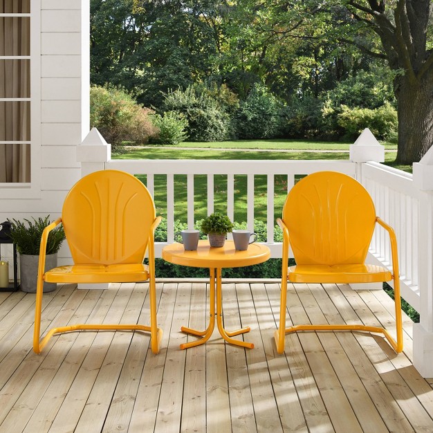 Griffith 3pc Outdoor Conversation Set Tangerine Crosley