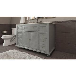 Home Decorators Collection Hamilton Shutter 49.5 in. W x 22 in. D Bath Vanity in Gray with Granite Vanity Top in Gray with White Sink 10806-VS48H-GR