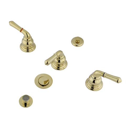 Kingston Brass KB328 Magellan Bidet Faucet with 3 Lever Handle and Pop-Up， Satin Nickel []