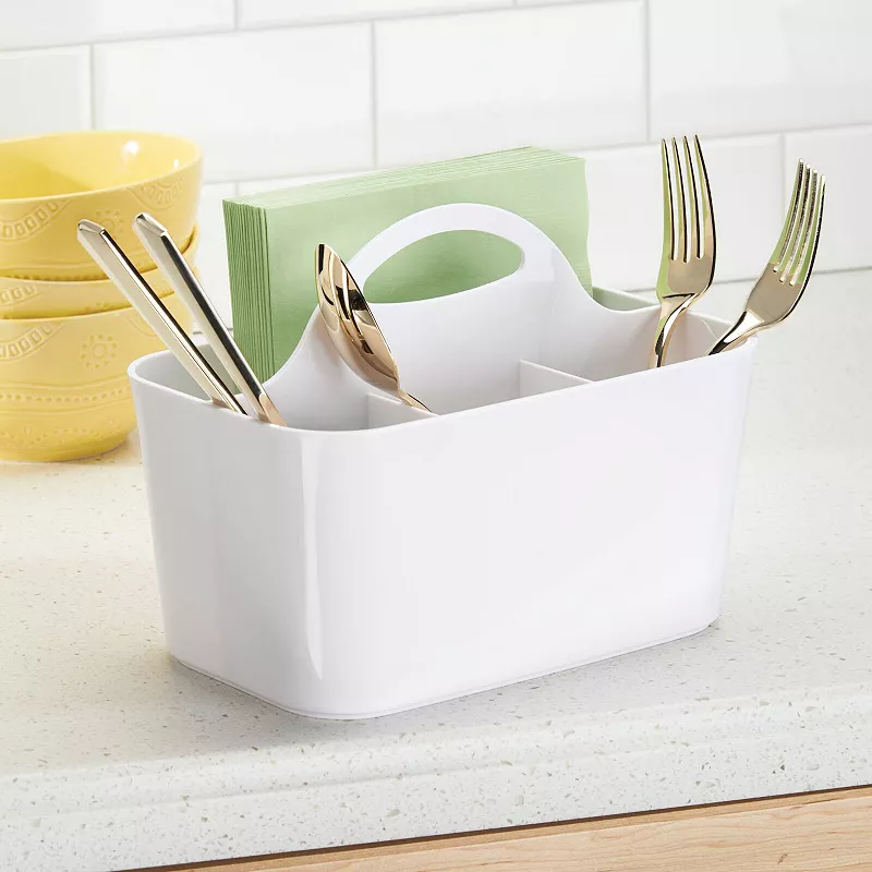 mDesign Plastic Cutlery Storage Organizer Caddy Tote Bin