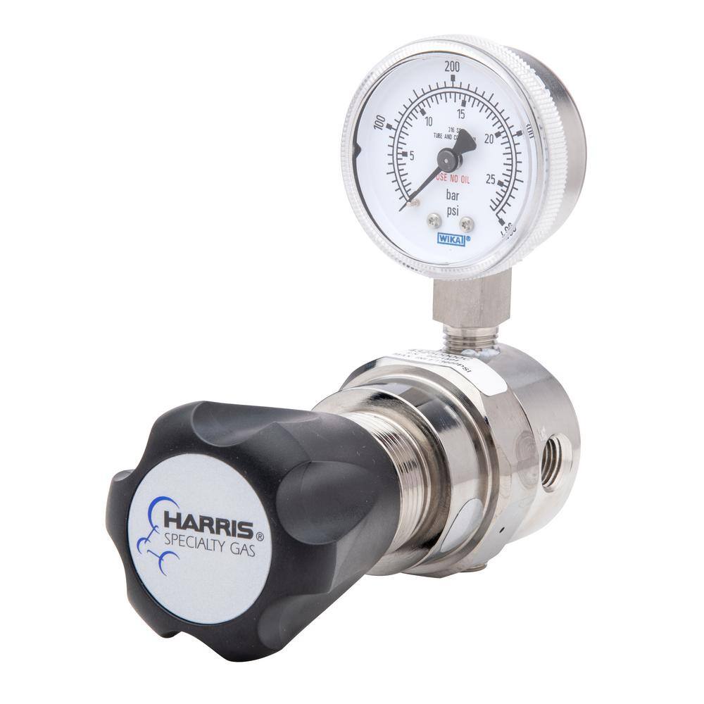 Harris High-Purity Stainless Steel Nitrogen Helium Argon Carbon Dioxide Hydrogen Oxygen Regulator 0-250 PSIG 14in. FNPT 743250000C