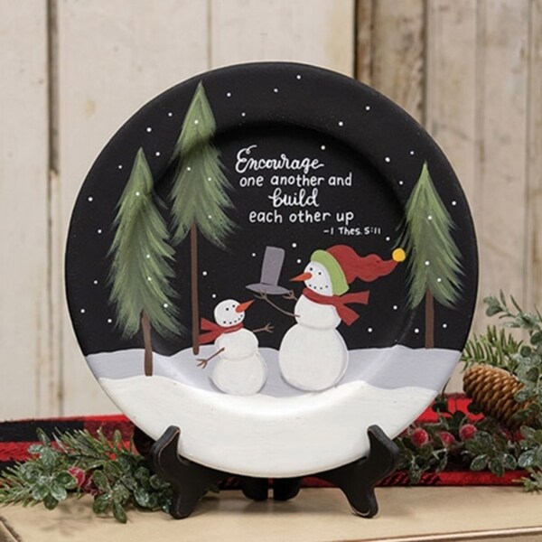 Encourage One Another Snowman Plate