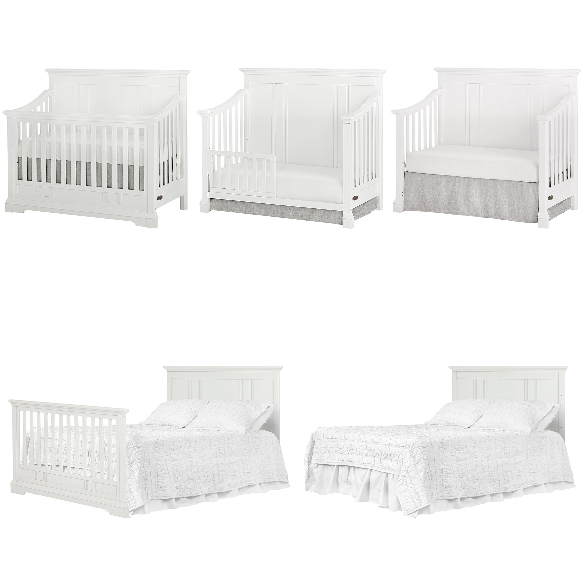 Evolur Parker 5-in-1 Convertible Crib, Winter White