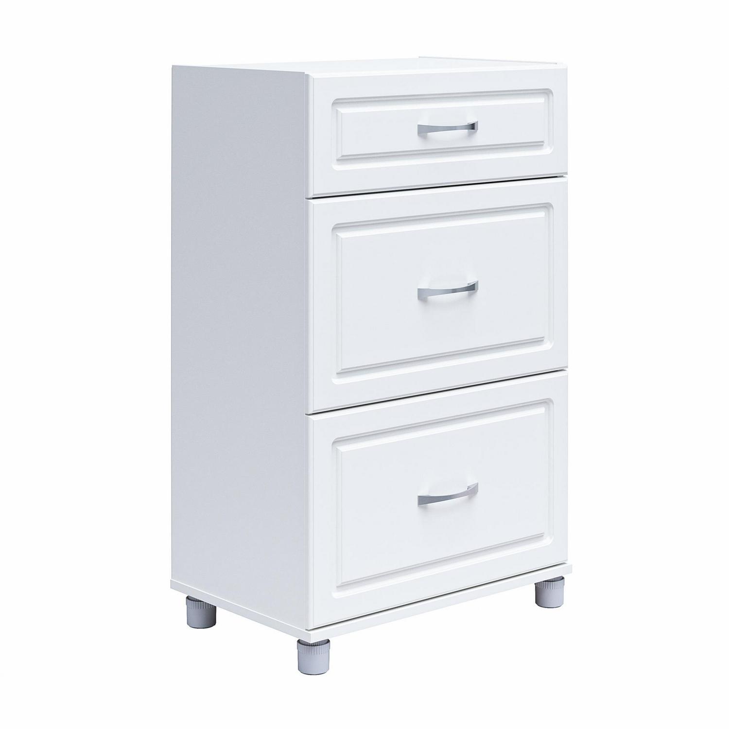 Systembuild Evolution Kendall 24 3 Drawer Base Garage Storage Cabinet， White