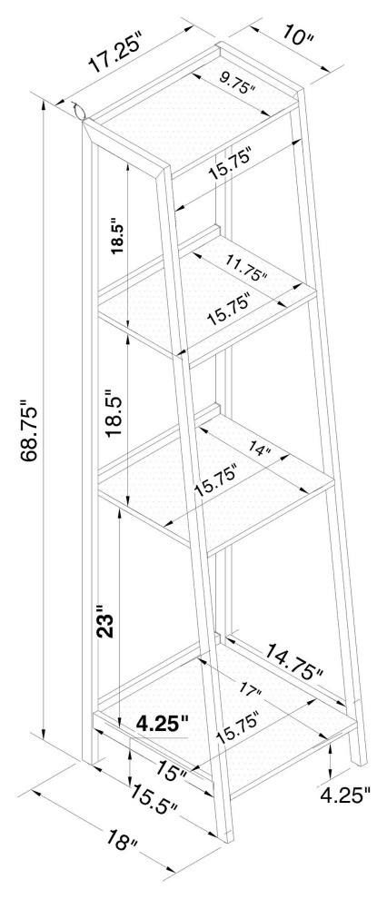 Pinckard 4 shelf Ladder Bookcase Grey Stone and Black   Modern   Bookcases   by Modon  Houzz