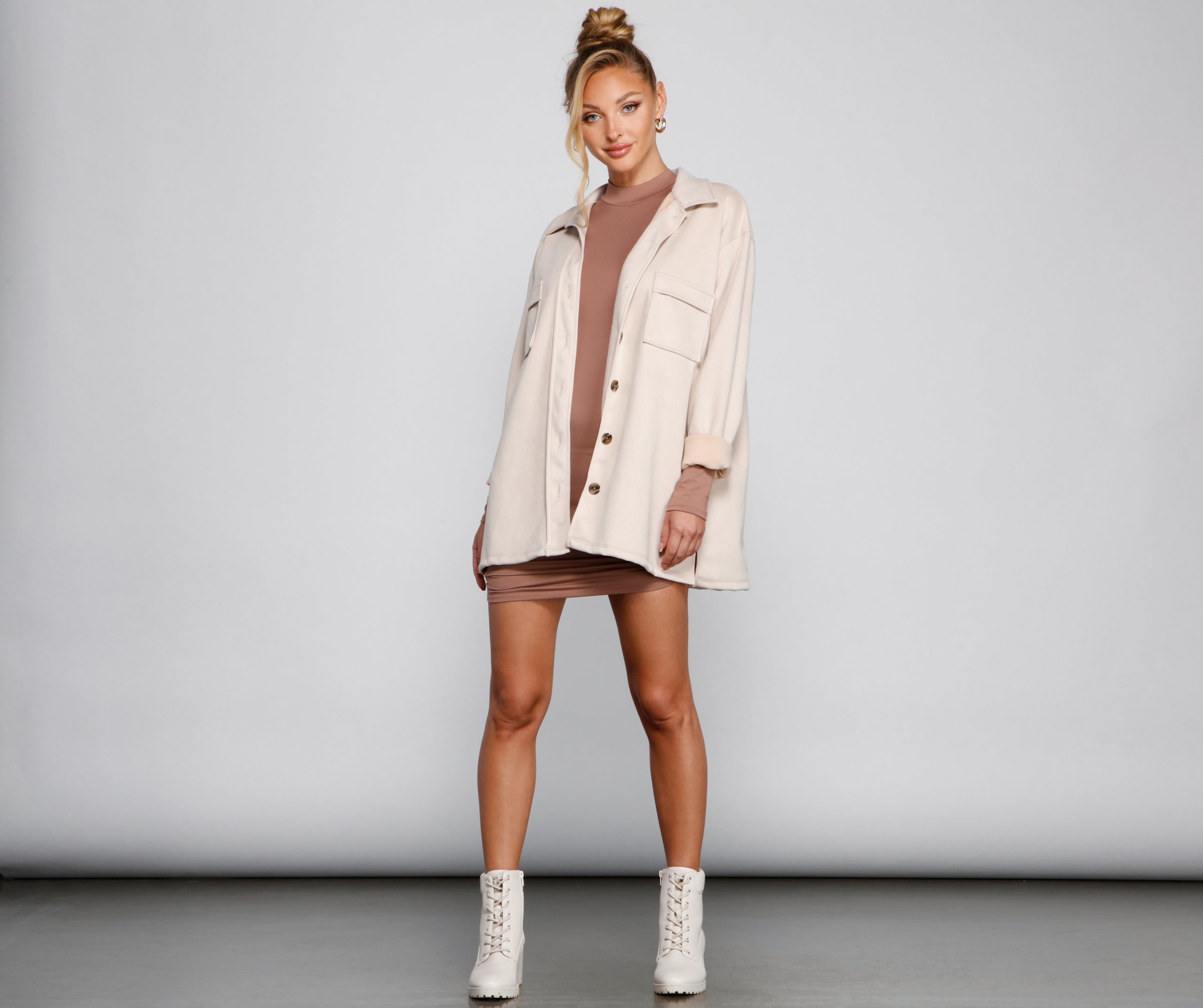 Shirr Thing Long Sleeve Mini Dress