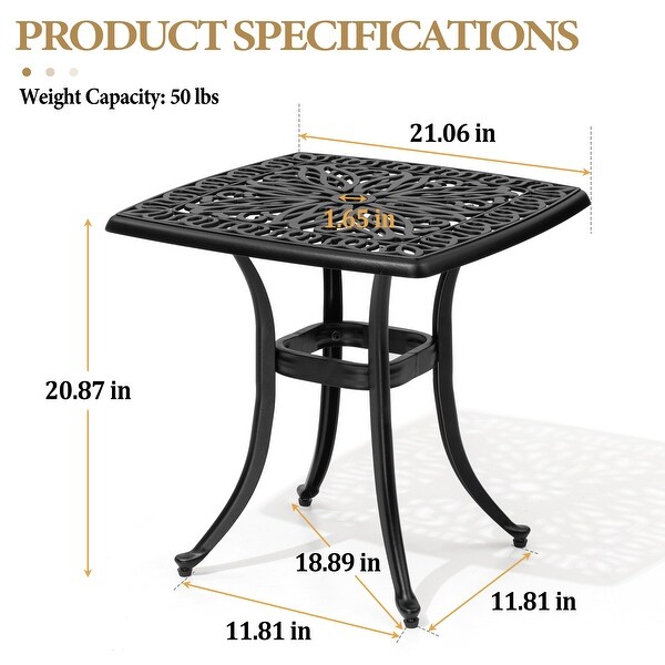 Outdoor Cast Aluminum Side Table Small Patio Coffee Table