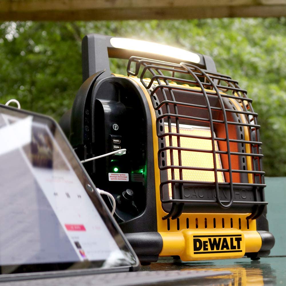 Dewalt 12,000 BTU Portable Cordless Heavy Duty Propane Radiant Heater, Black