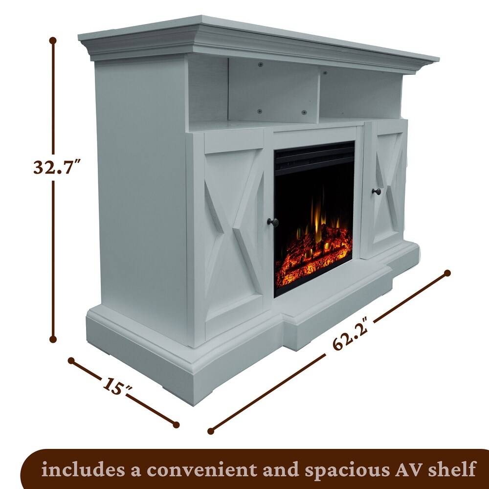 Cambridge Summit Slate Blue 62 in Electric Fireplace/Log Insert Mantel   N/A