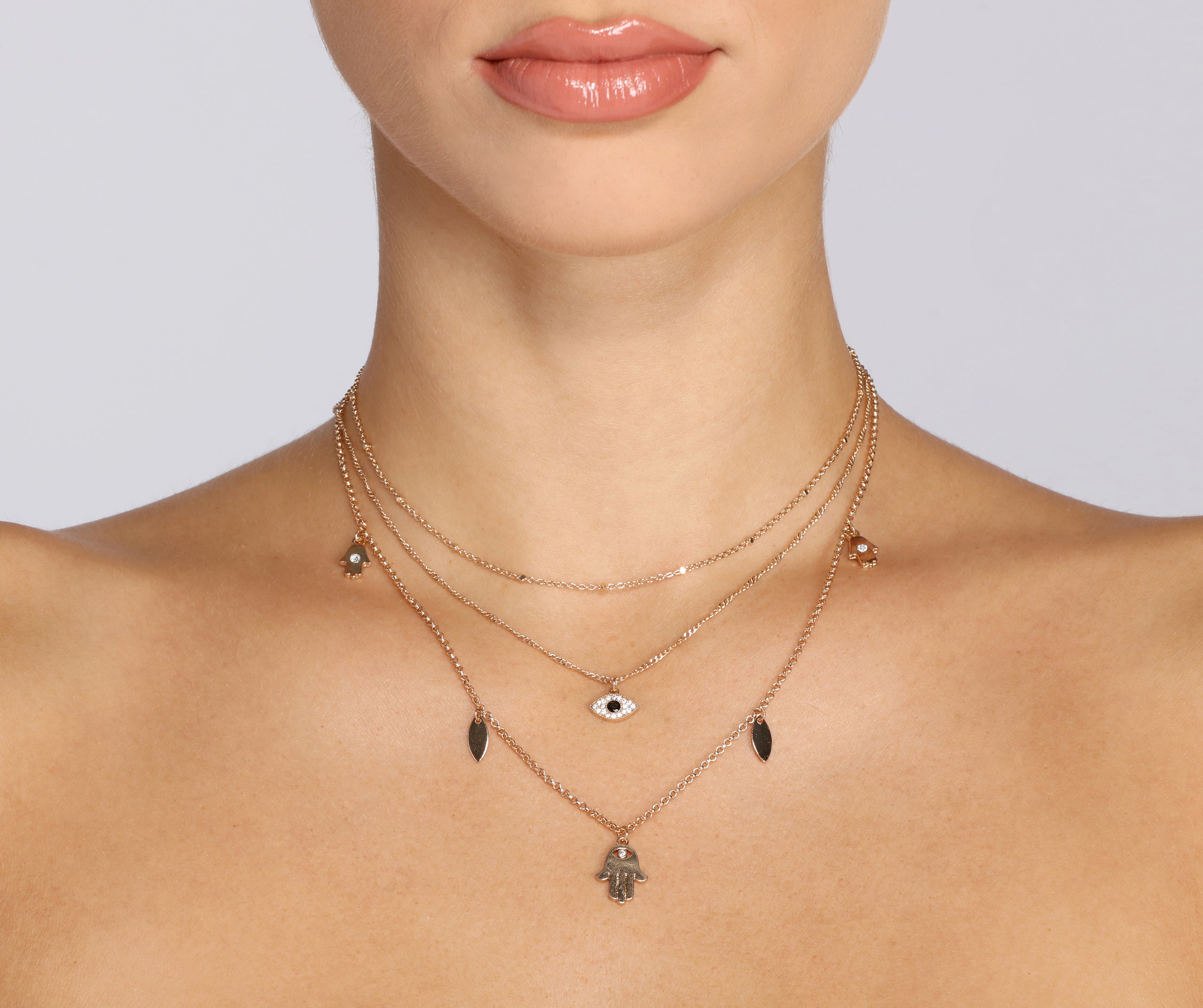 Third Eye Cubic Zirconia Layered Necklace