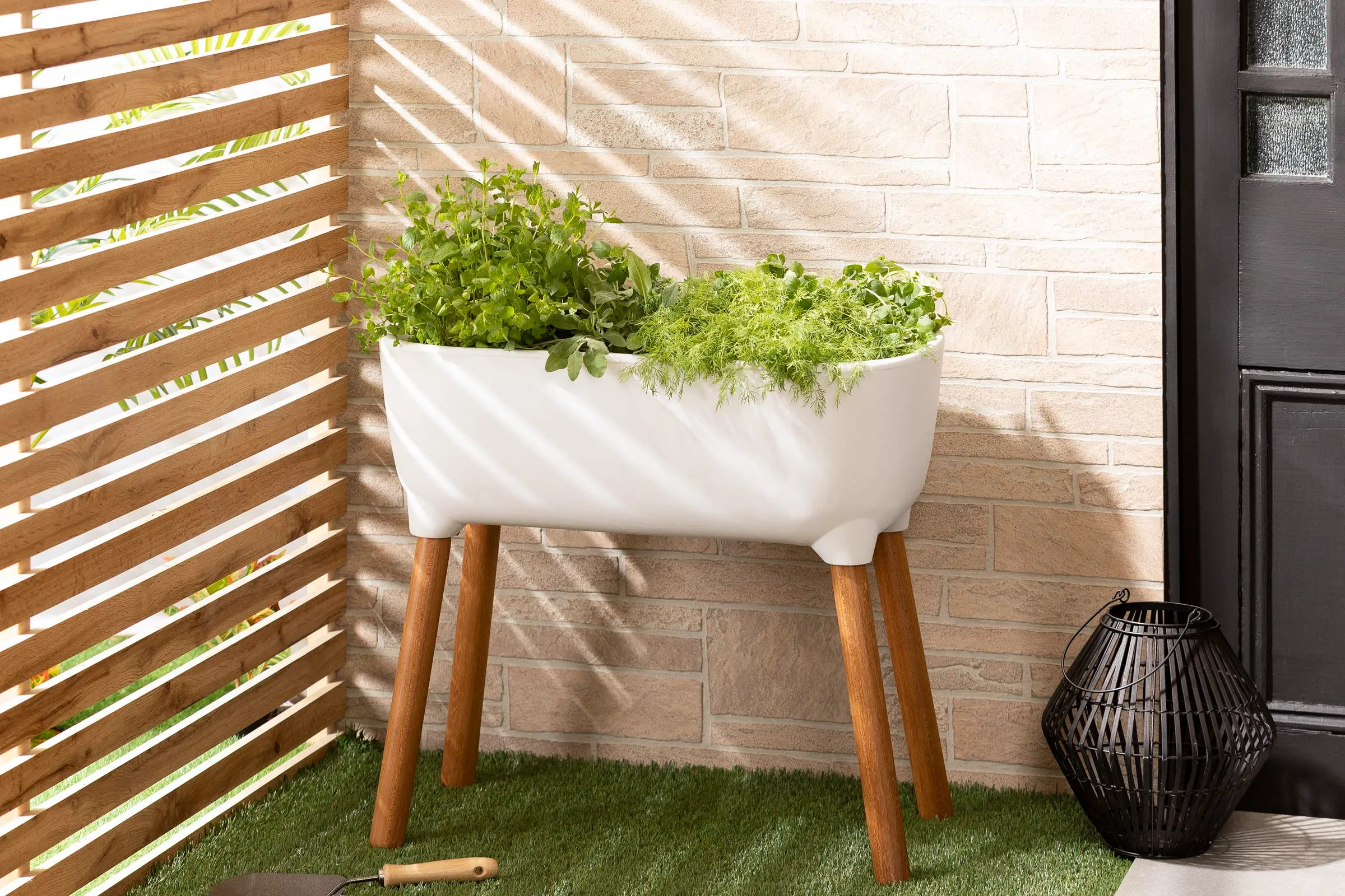 Dalya White Raised Planter - South Shore