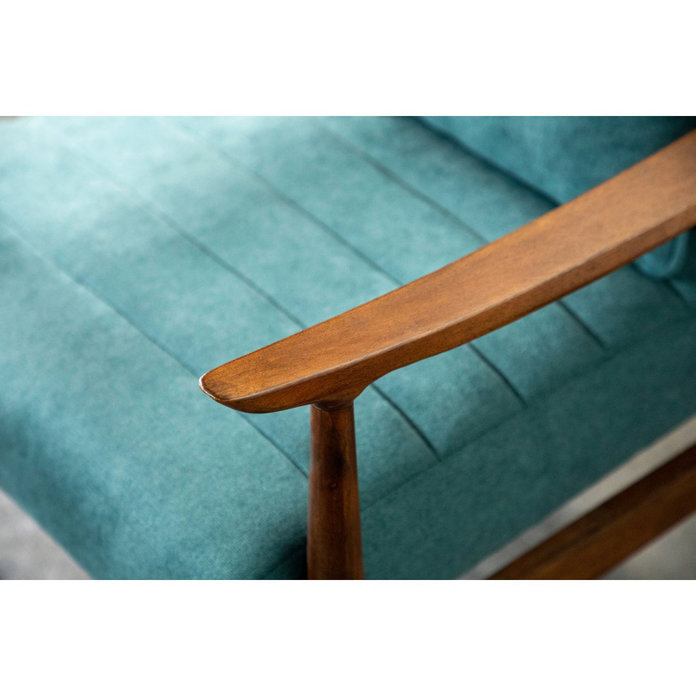 Midcentury Modern Accent Chair  Exposed Wooden Frame  Cashmere Like Seat  Teal   Midcentury   Armchairs And Accent Chairs   by Declusia  Houzz