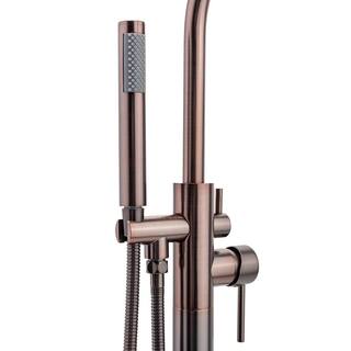 AKDY 2-Handle 45.47 in. Freestanding Floor Mount Tub Faucet Bathtub Filler with Hand Shower in Brushed Bronze TF0049