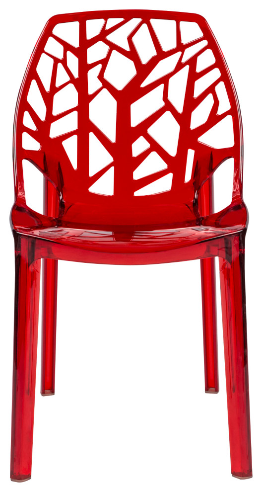 LeisureMod Modern Cornelia Dining Chair  Set of 4  Transparent Red  C18TR4   Contemporary   Outdoor Dining Chairs   by LeisureMod  Houzz