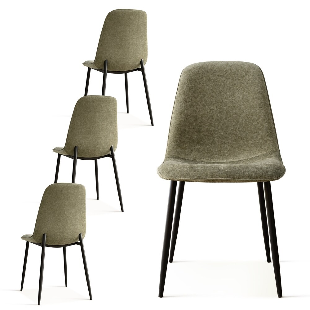 Upholstered Dining Chair with Black Metal Legs (Set of 4)