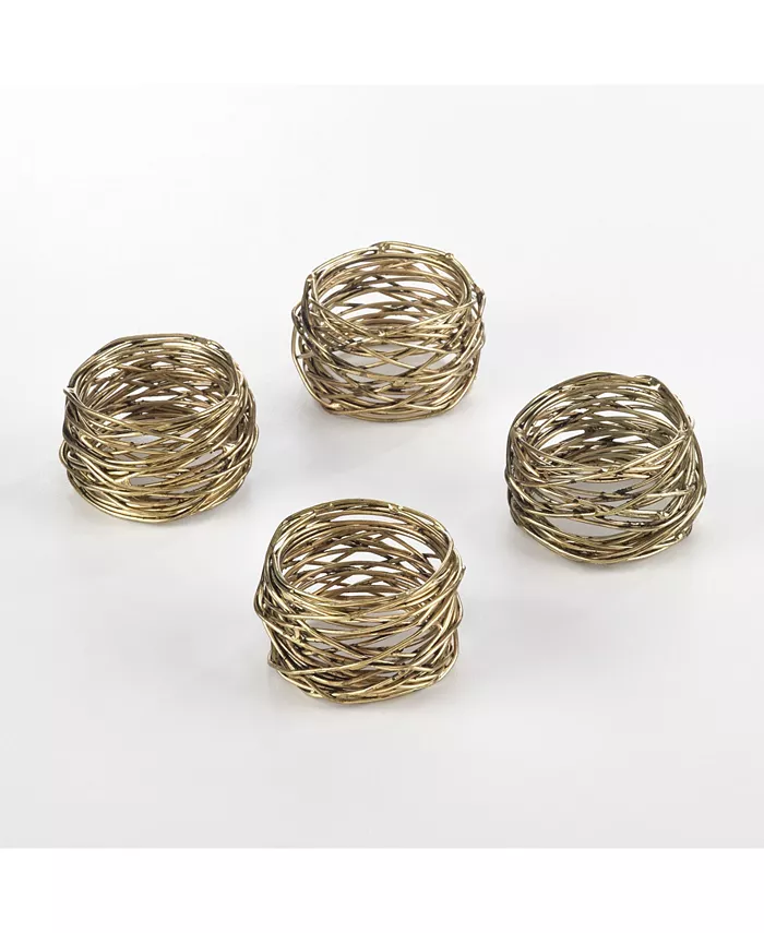 Saro Lifestyle Metal Design Metal Design Napkin Ring Set of 4