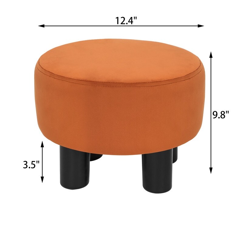 Adeco Round Ottoman Velvet Footrest Stool Modern Padded Seat Footstool