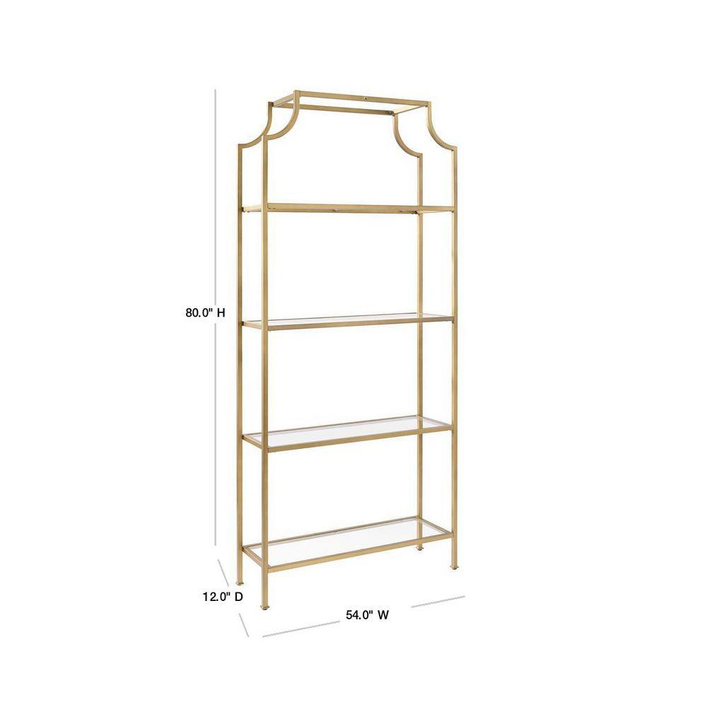 CROSLEY FURNITURE 80 in. GoldClear Metal 4-shelf Etagere Bookcase with Open Back CF6101-GL