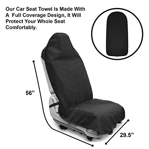 lebogner Waterproof Sweat Towel Car Seat Cover for Post Gym Workout， Running， Swimming， Beach and Hiking， Universal Fit Anti-Slip Bucket Seat Protector for Cars， SUVs and Trucks， Machine Washable