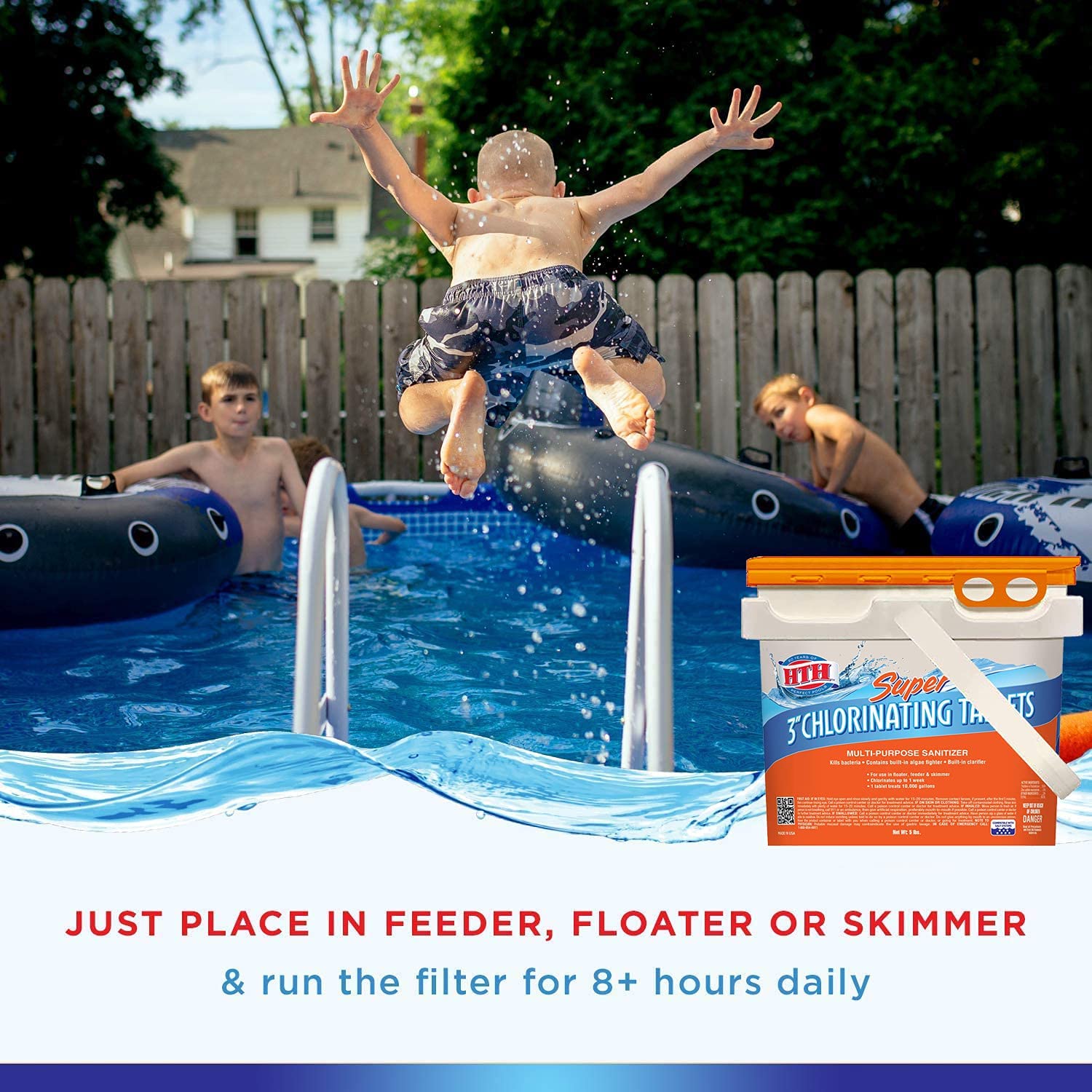 HTH Pool Chlorine Super Chlorinating Tablets Swimming Pools Sanitizes and Protects Pool Water 5lbs