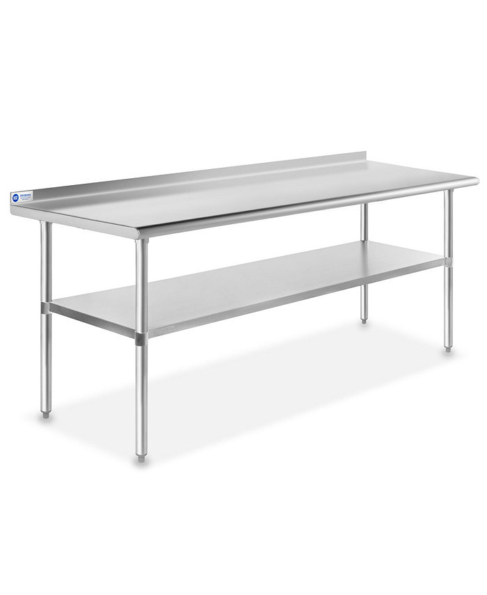 GRIDMANN 72 x 30 Inch Stainless Steel Table w  Backsplash and Undershelf NSF Commercial Kitchen Work and Prep Table