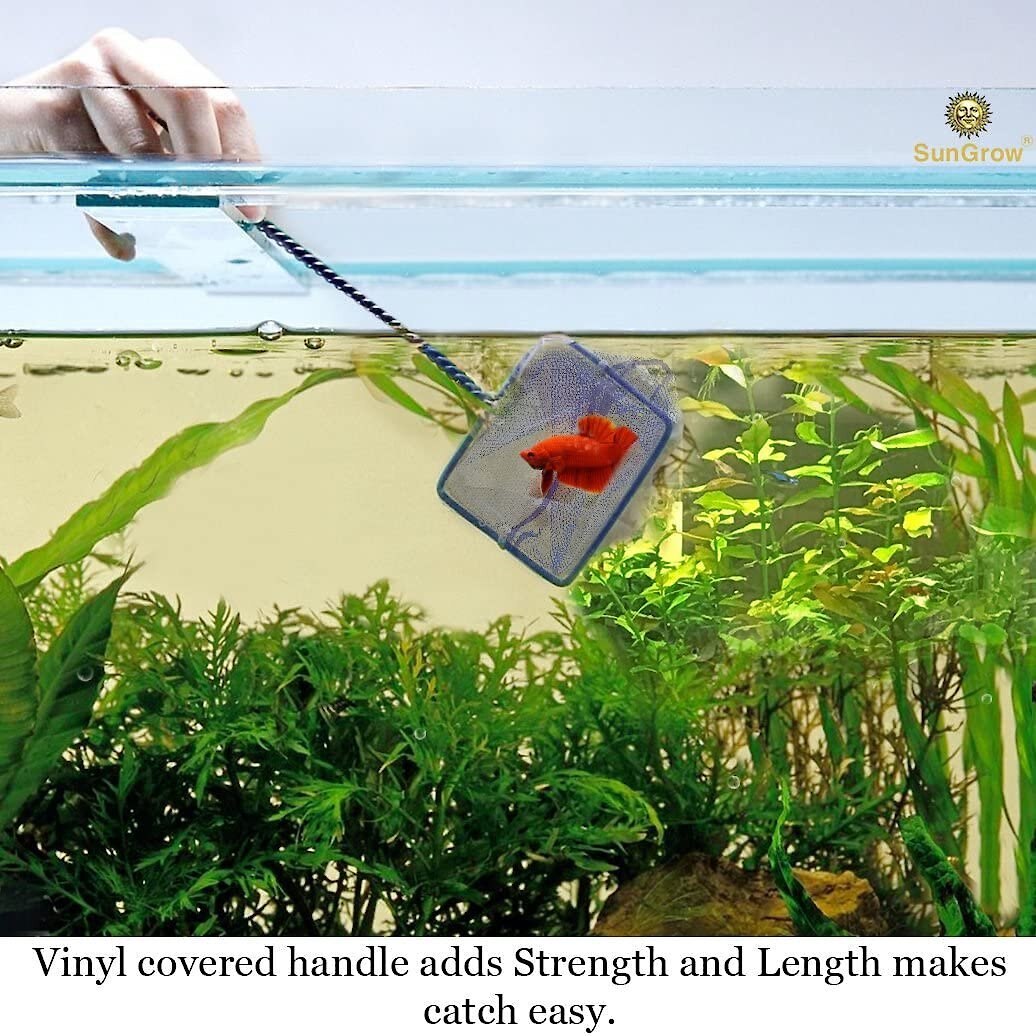 SunGrow Safe Aquarium Cleaning Fine Mesh Betta Fish Net