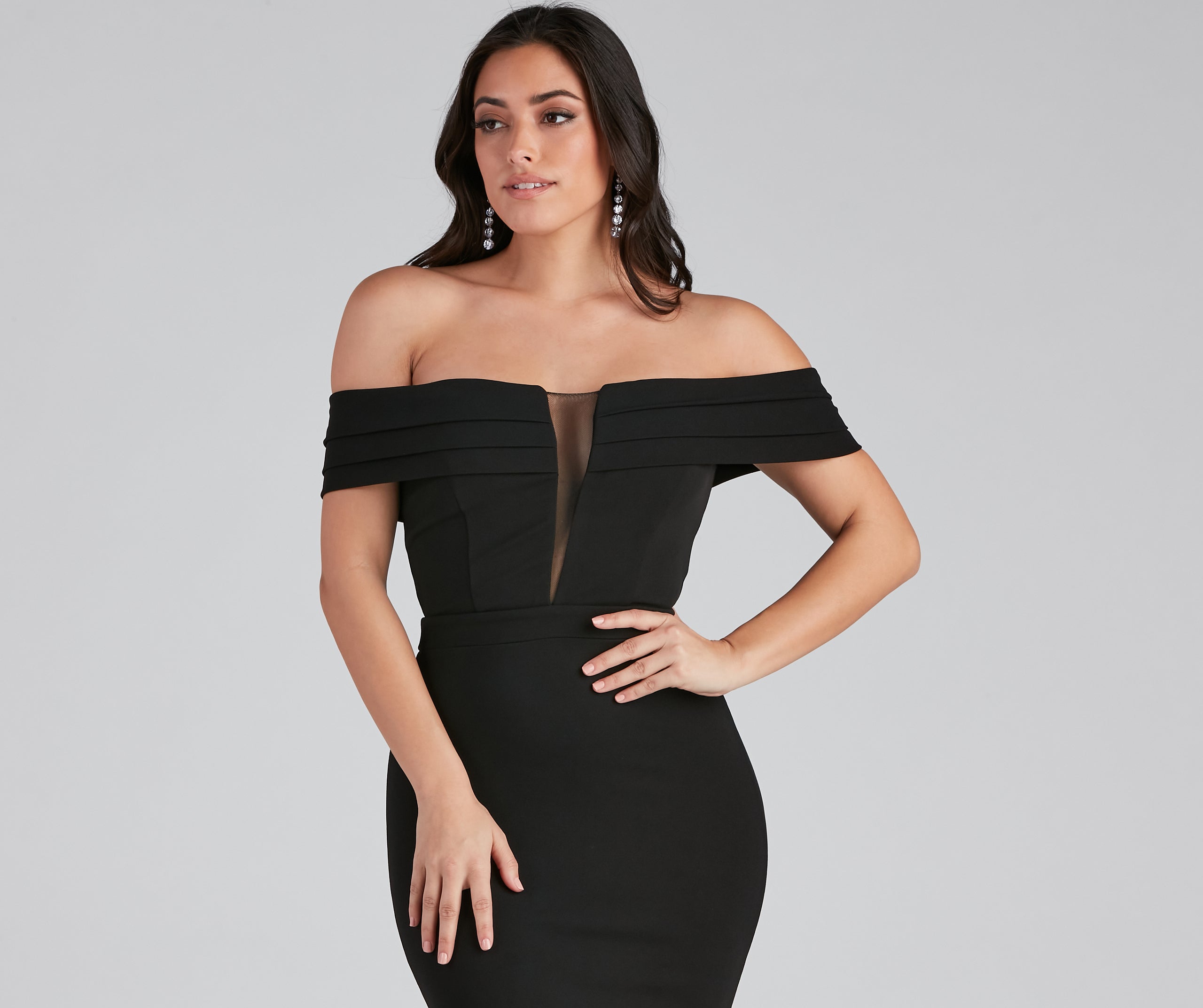 Olivia Formal Off The Shoulder Crepe Dress