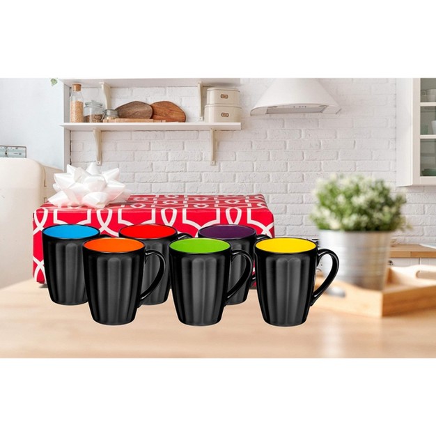 Bruntmor 16 Oz Large Ceramic Matte Black Coffee Mugs Set Of 6 Black