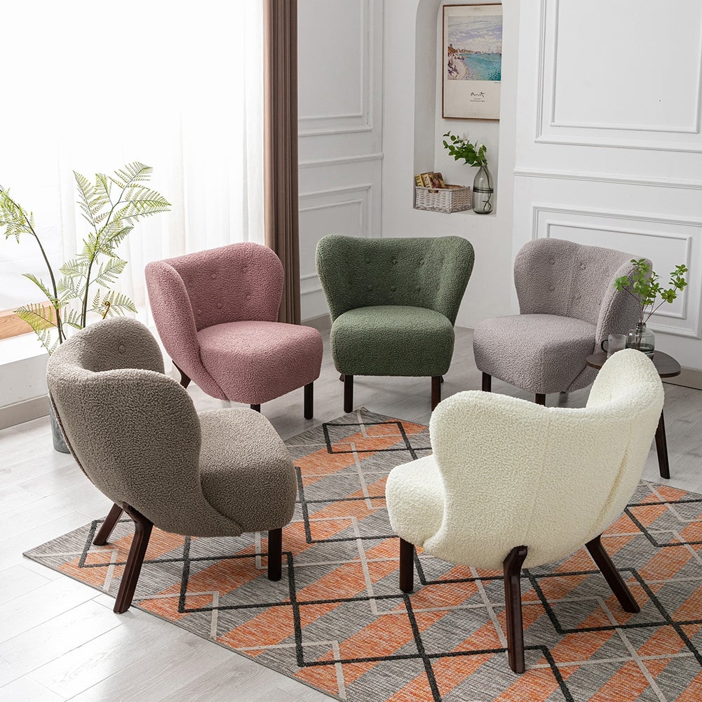 Modern Accent Chair Tufted Side Chair with Solid Wood Legs - 5 Colors