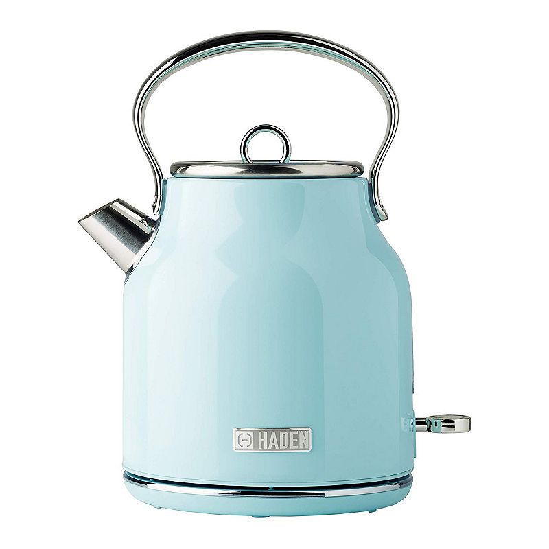 Haden Heritage 1.7 Liter Stainless Steel Electric Kettle with Toaster， Turquoise