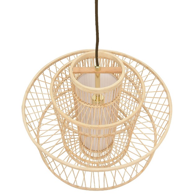 Storied Home Boho Tiered Bamboo Chandelier Natural