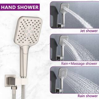 YASINU Single-Handle 4-Spray Rain Tub and Shower Faucet with Waterfall Spout 1.8 GPM in. Brushed Nickel (Valve Included) YNF00540BN