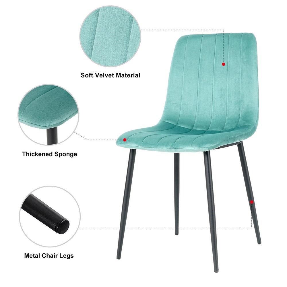 Set of 4 Upholstered Velvet Modern Dining Chair with Metal Legs