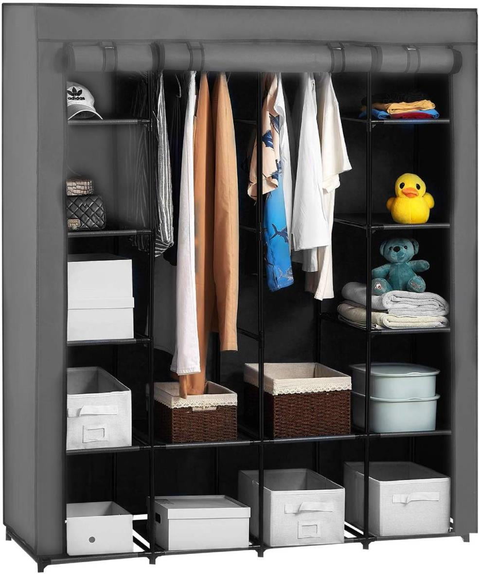 Ktaxon Non-Woven Fabric Portable Closet Organizer Storage with 14 Shelves,Gray