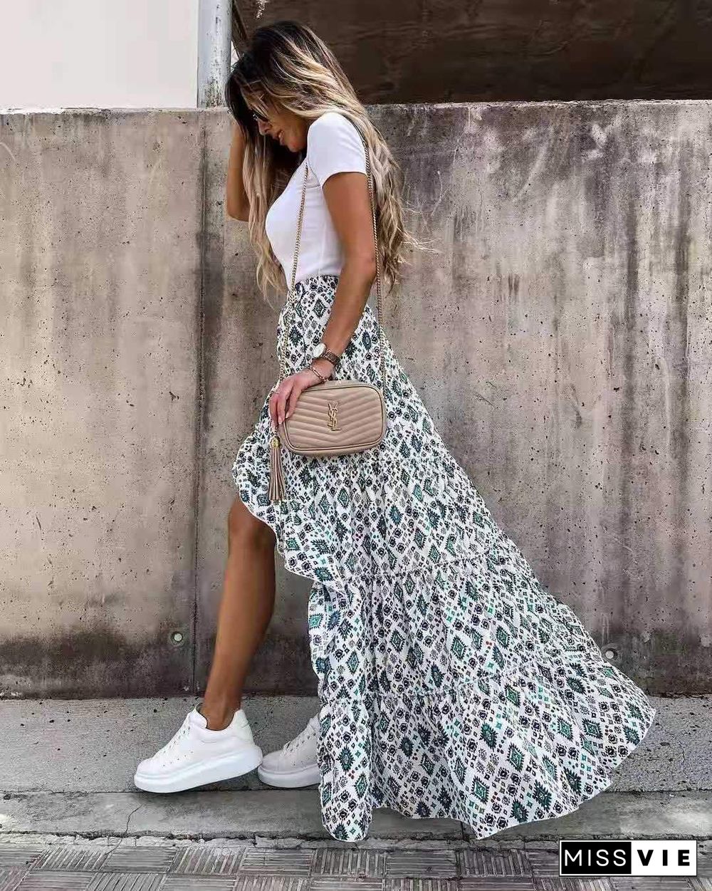 Summer Irregular Printed Chic Skirt