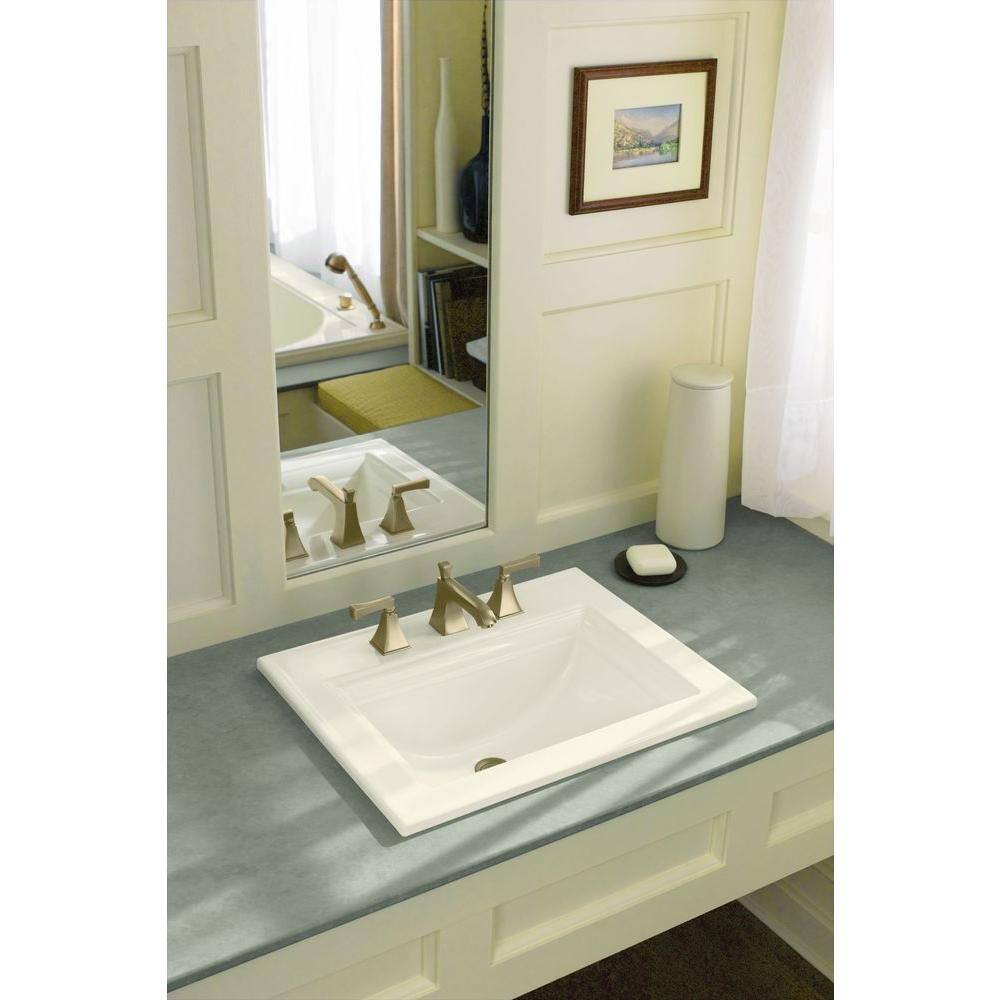 KOHLER Memoirs Stately Drop-In Vitreous China Bathroom Sink in White with Overflow Drain K-2337-8-0