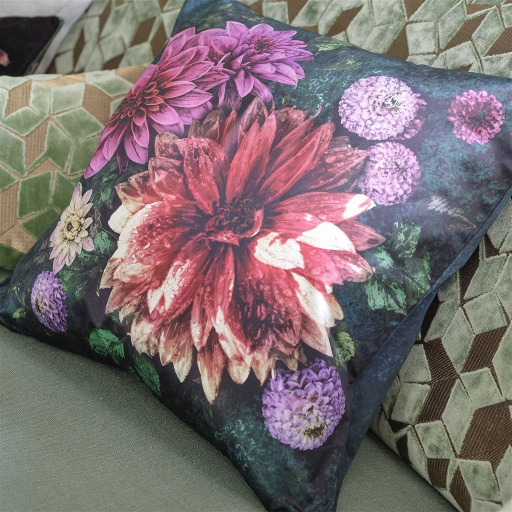 Dahlia Noir Fuchsia Decorative Pillow by Designers Guild