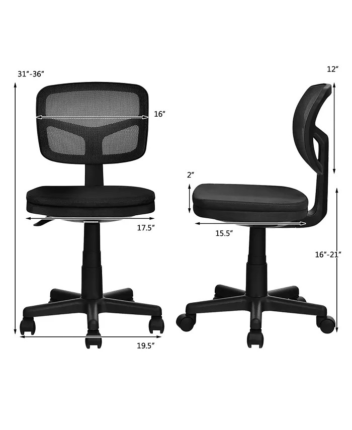 Costway Armless Office Chair Adjustable Swivel Computer Desk Chair