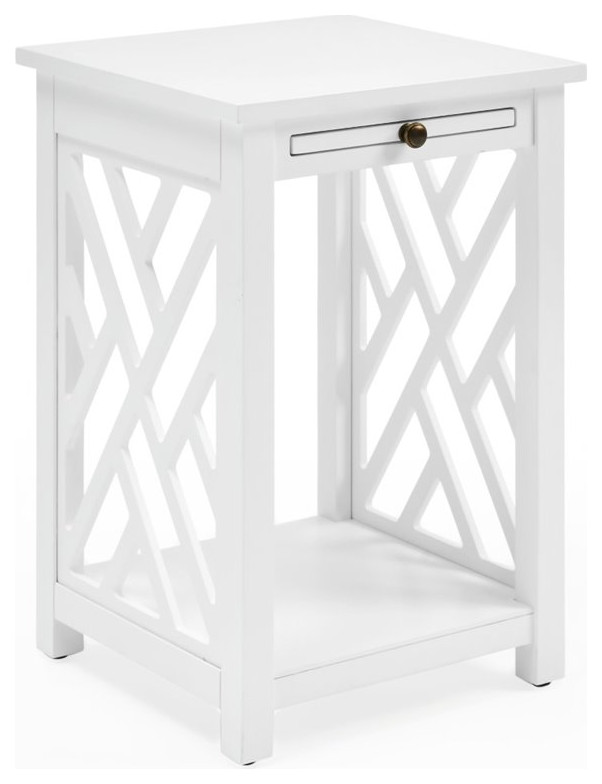 Alaterre Furniture Coventry White Wood End Table with Tray and Bottom Shelf   Transitional   Side Tables And End Tables   by Bolton Furniture  Inc.  Houzz