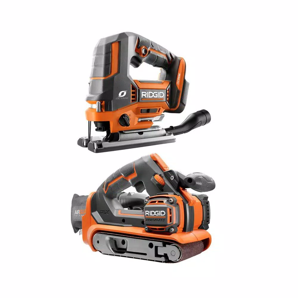 RIDGID 18-Volt Cordless 2-Tool Combo Kit with OCTANE Brushless Jig Saw and Brushless 3 in. x 18 in. Belt Sander (Tools Only) and#8211; XDC Depot