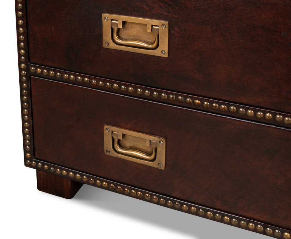 Studded Gentleman  x27s Chest Leather Upholstery   Traditional   Accent Chests And Cabinets   by Sideboards and Things  Houzz