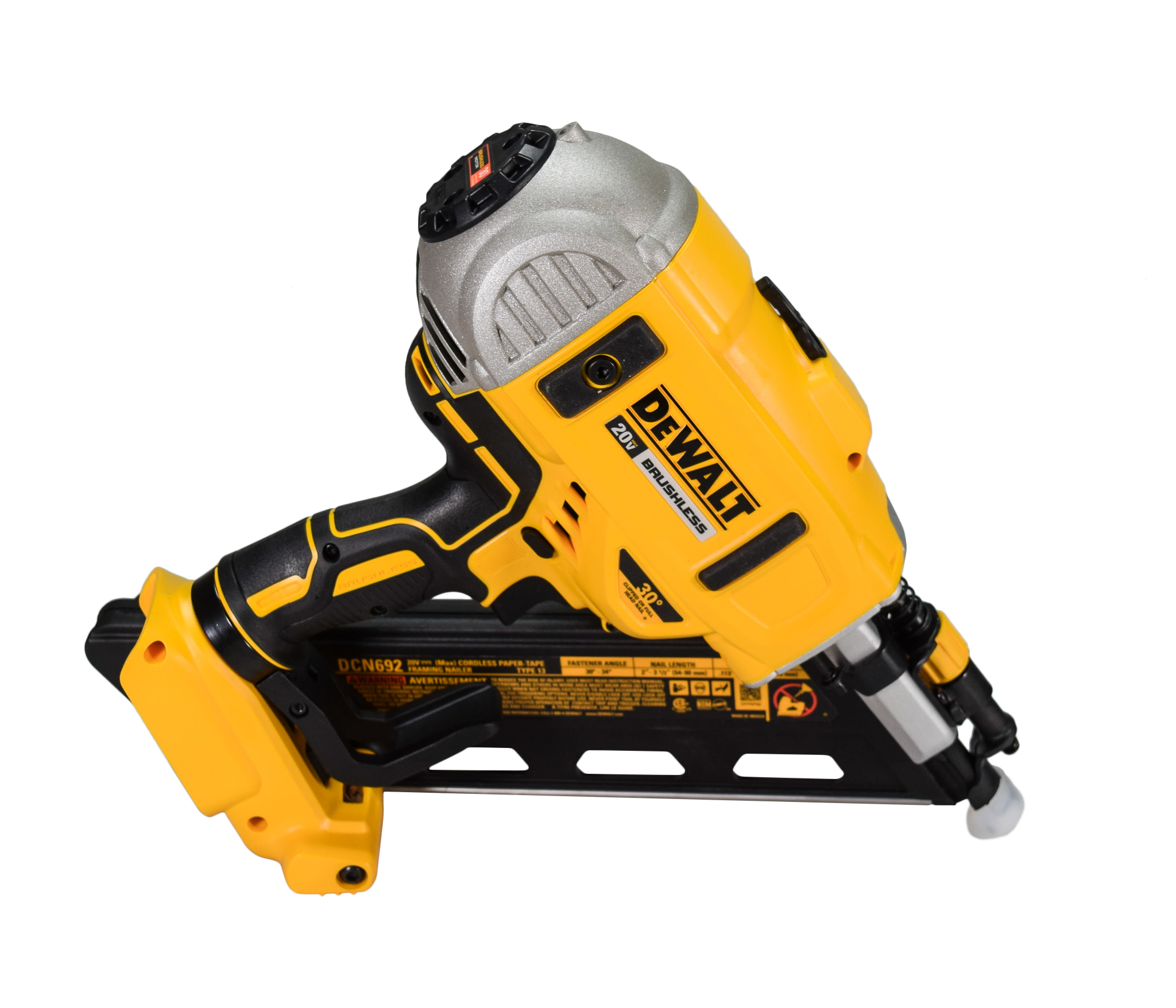 Dewalt 20V Li-Ion Cordless Brushless 2-Speed 30° Paper Collated Framing Nailer Kit DCN692M1