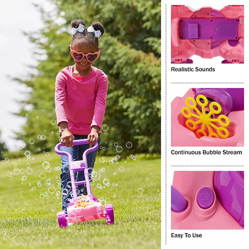 Hey! Play! Bubble Lawn Mower Push Toy Lawn Mower with Bubbles Included