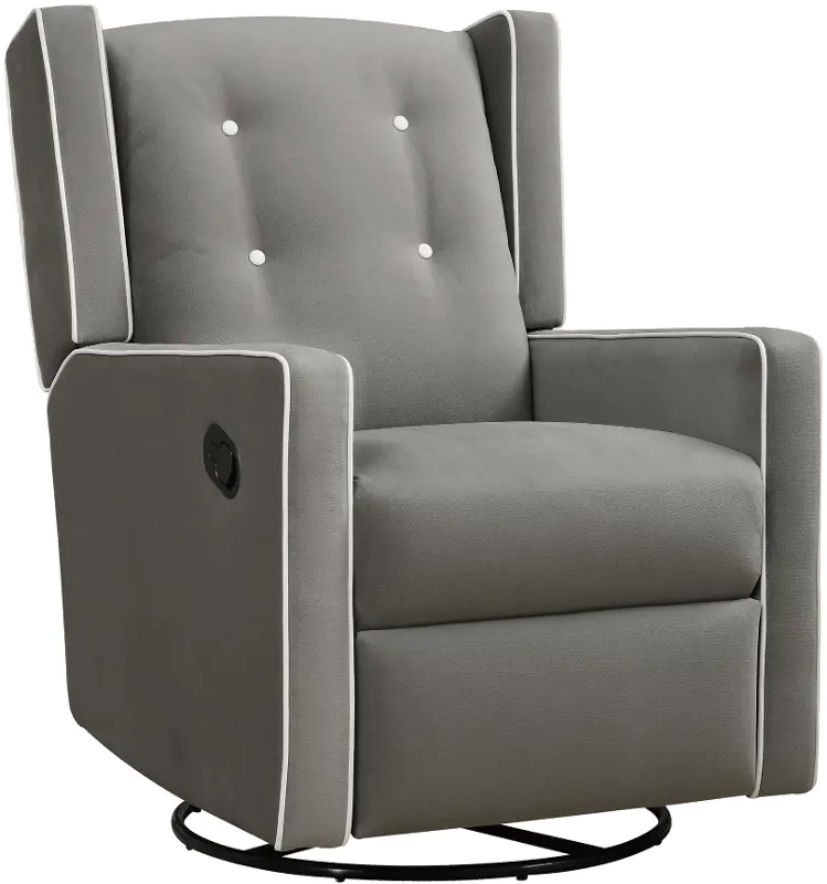 Mariella Gray Nursery Swivel Recliner Chair