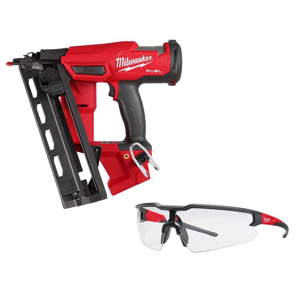 MW M18 FUEL 18-Volt Lithium-Ion Brushless Cordless Gen II 16GA Finish Nailer Tool-Only wClear Anti Scratch Safety Glasses 2841-20-48-73-2010