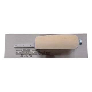 MARSHALLTOWN 10-12 in. x 4-12 in. Curved Wood Handle Finishing Trowel MXS91