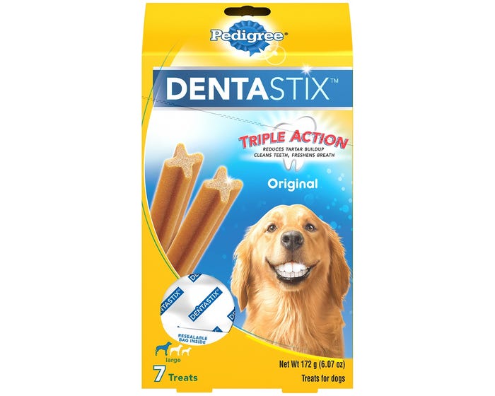 Pedigree® Dentastix™ Triple Action Original Flavor Dental Treats for Large Dogs， 6.07 oz. Pack (7 Treats)