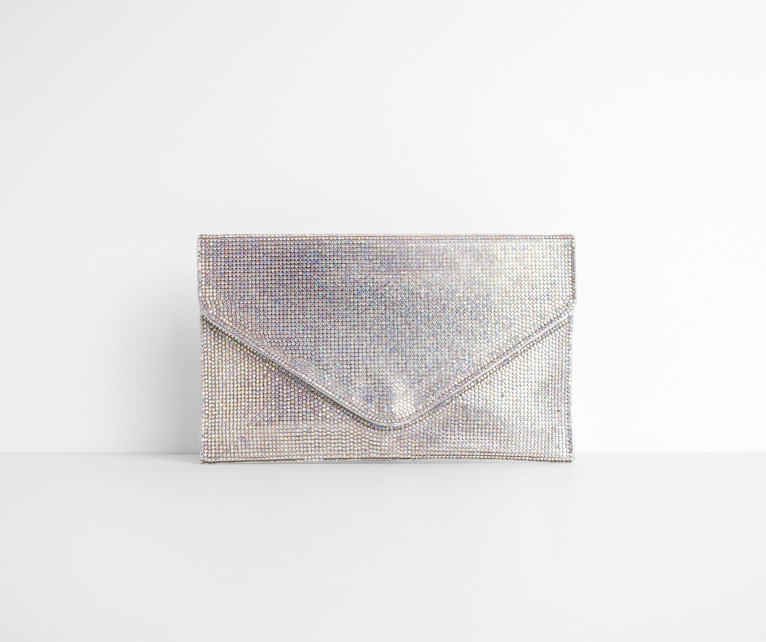 Iridescent Rhinestone Radiance Envelope Clutch