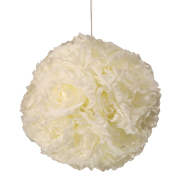 8.75inch Glittered Rose Hanging Ball